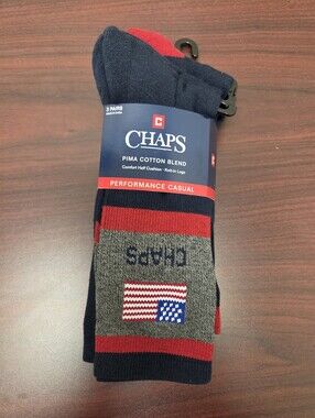 Chaps Men's Casual Pima Cotton Blend Socks - Navy, Red, Gray